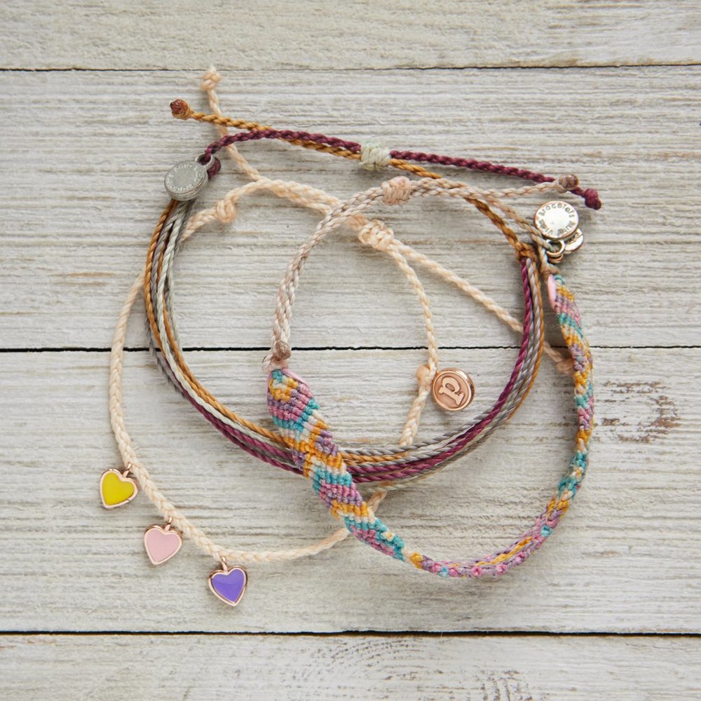 Pura Vida Bracelet Pack | Friendship Bracelet, Braided Heart Charms + Or…